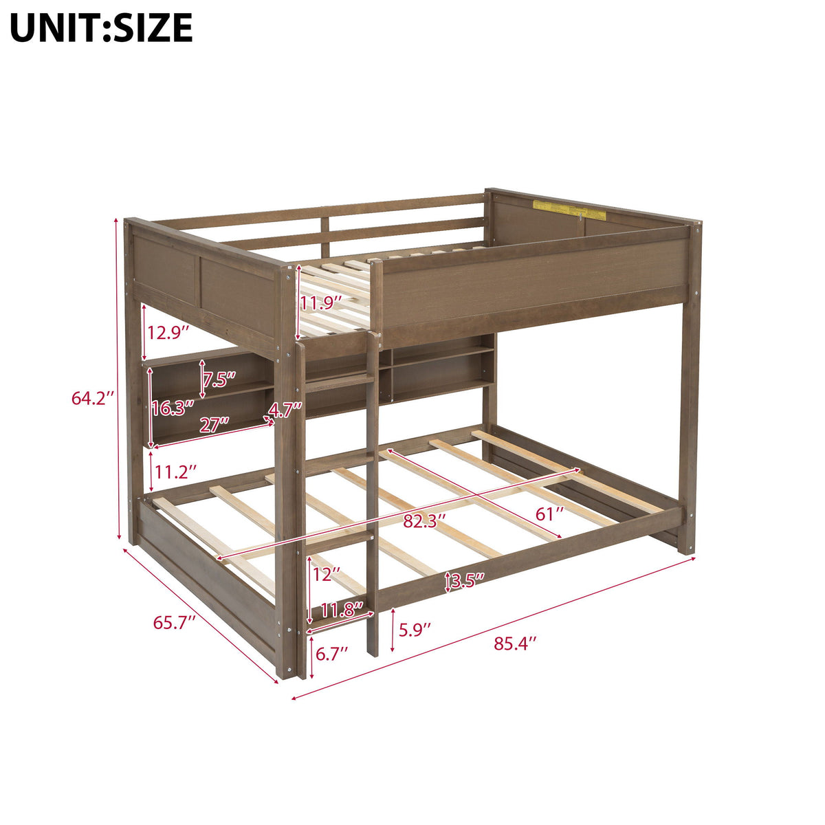 Bunk Bed With Storage Cabinets And USB Ports