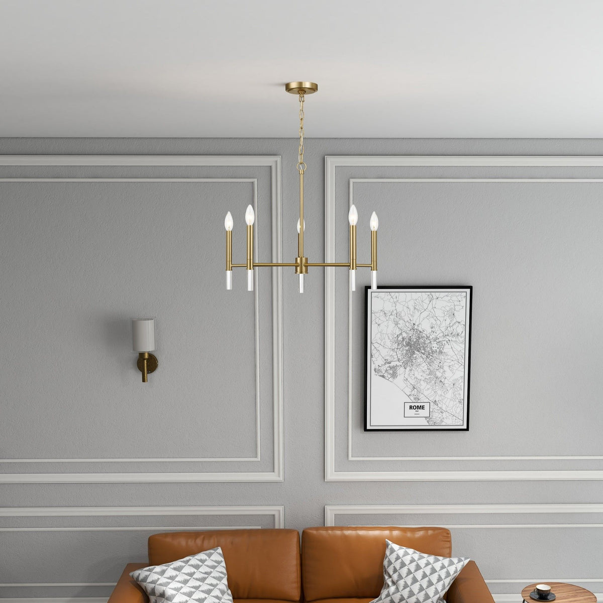 Courtyard - 5 Light Candle Chandelier - Clear / Gold