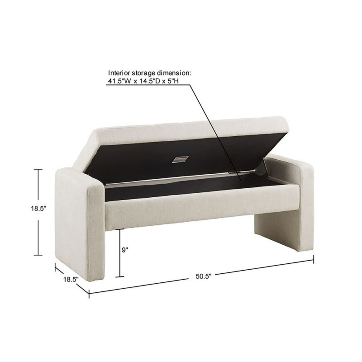 Elegant Soft Close Storage Bench Polyester Upholstery - Cream