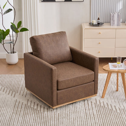 Modern Upholstered Square Swivel Accent Chair With 360 Degree Rotation
