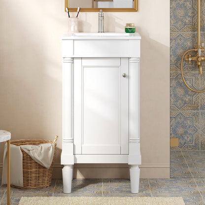 French Style Bathroom Cabinet With Sink, Adjustable Shelf