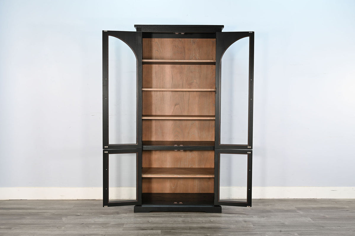 Elena - Tall Wood Cabinet With Arched Glass Doors