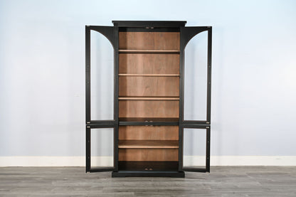 Elena - Tall Wood Cabinet With Arched Glass Doors