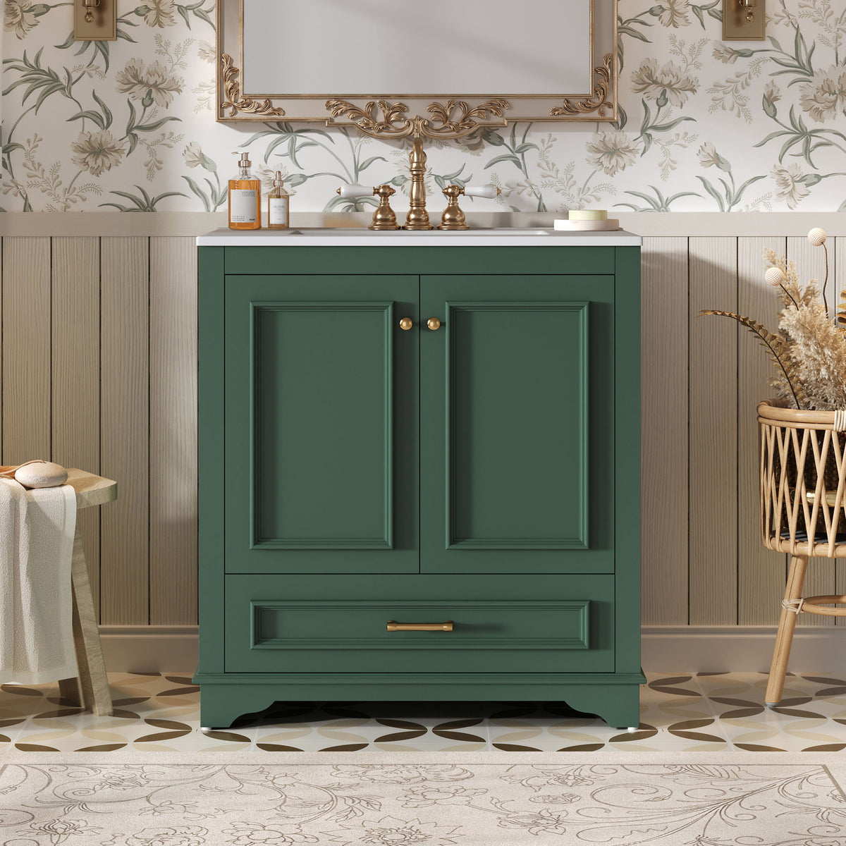 Bathroom Vanity With Sink, Cabinet & 2 Soft Closing Doors & Adjustable Shelf