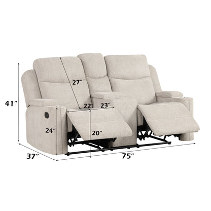 Galya - 3 Piece Living Room Set Sofa Loveseat Chair - Light Gray