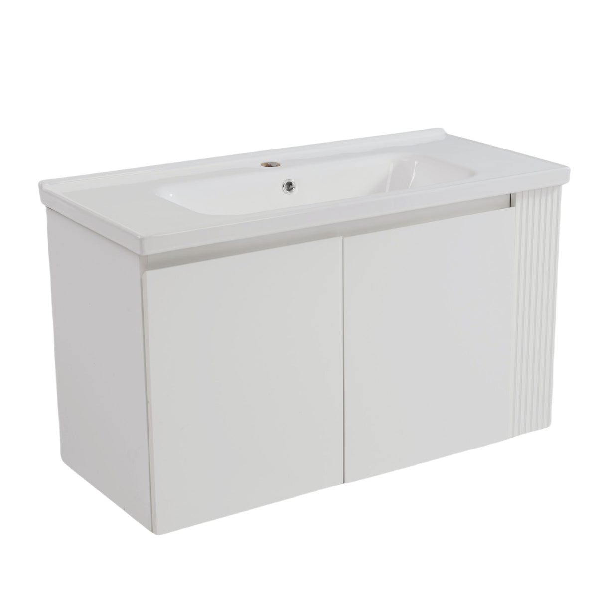 Wall Mounted Bathroom Vanity With Sink, 2 Open Shelves - White