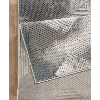 Geometrix - 5'3" X 7'3" Area Rug With Geometric 3D Effect - Ivory / Gray