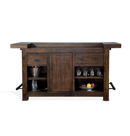Homestead - Traditional Wood Home Bar - Tobacco Leaf