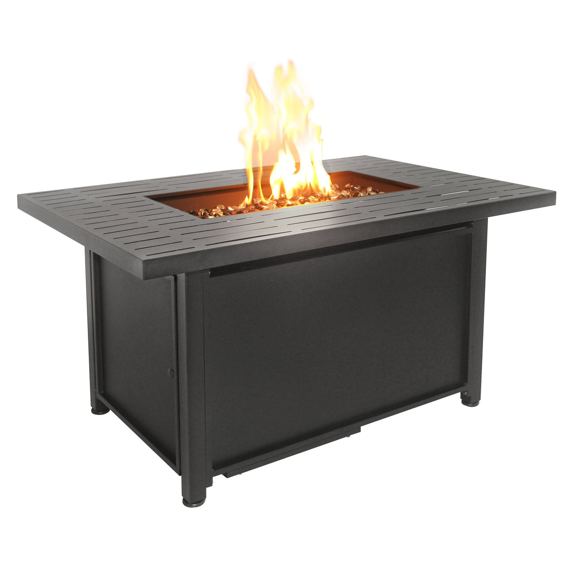Convertible Steel Fire Table, Rectangular, Black
