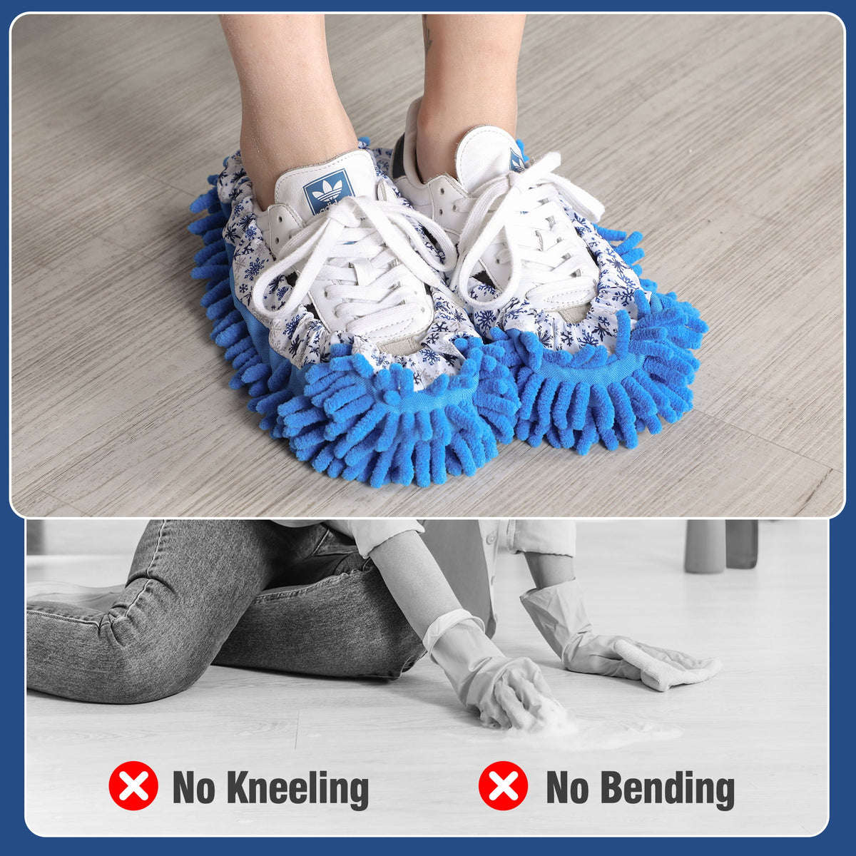 Microfiber Mop Slippers For Floor Cleaning, Machine Washable, 3 Pieces - Blue / Green / Red
