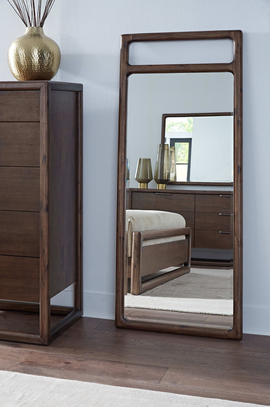 Sol - Beveled Glass Floor Mirror - Brown Spice