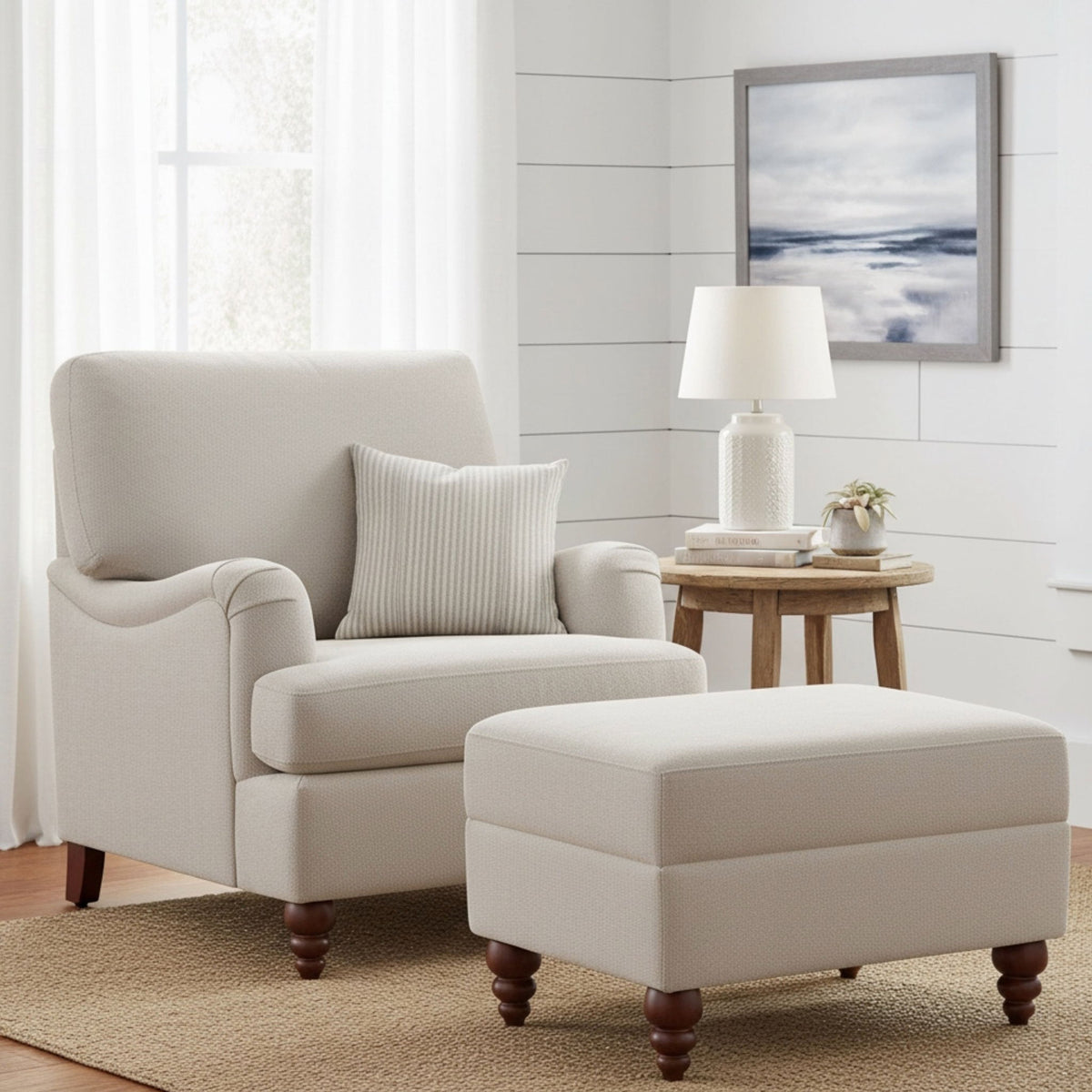 Candor - Chair And Ottoman Set - Beige