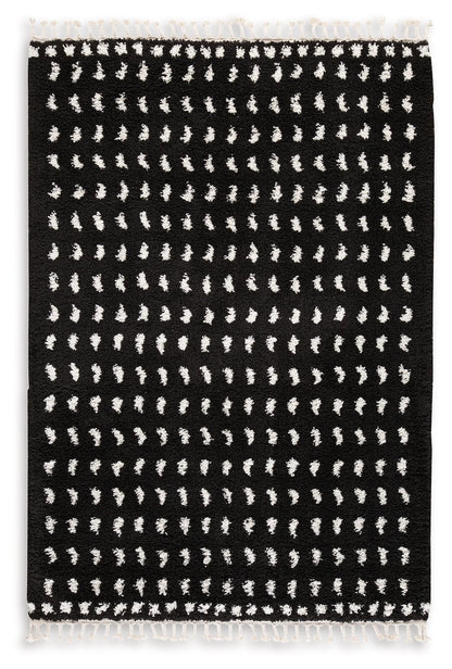 Minston - 5' x 7' Rug - Black / White