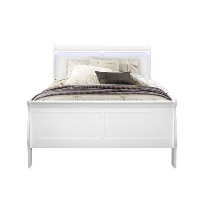 Charlston - Modern Sleigh Design Bed With LED