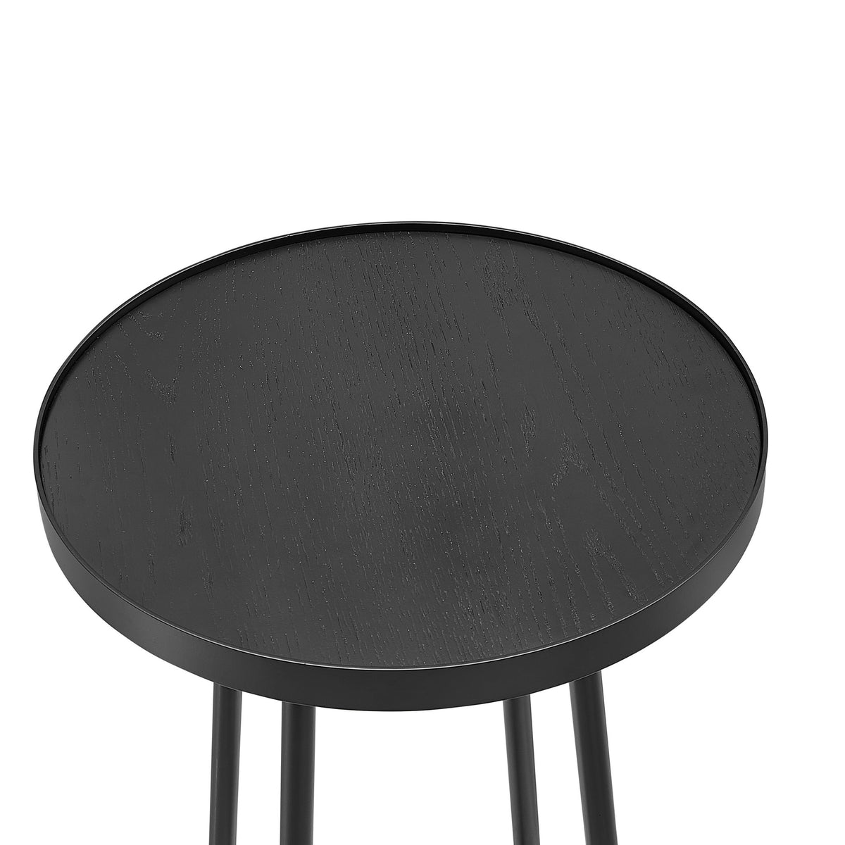 Ranlo - Round Accent Table With Geometric Legs - Black