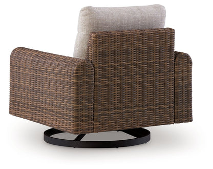Dolan Creek - Swivel Lounge With Cushion - Gray / Brown
