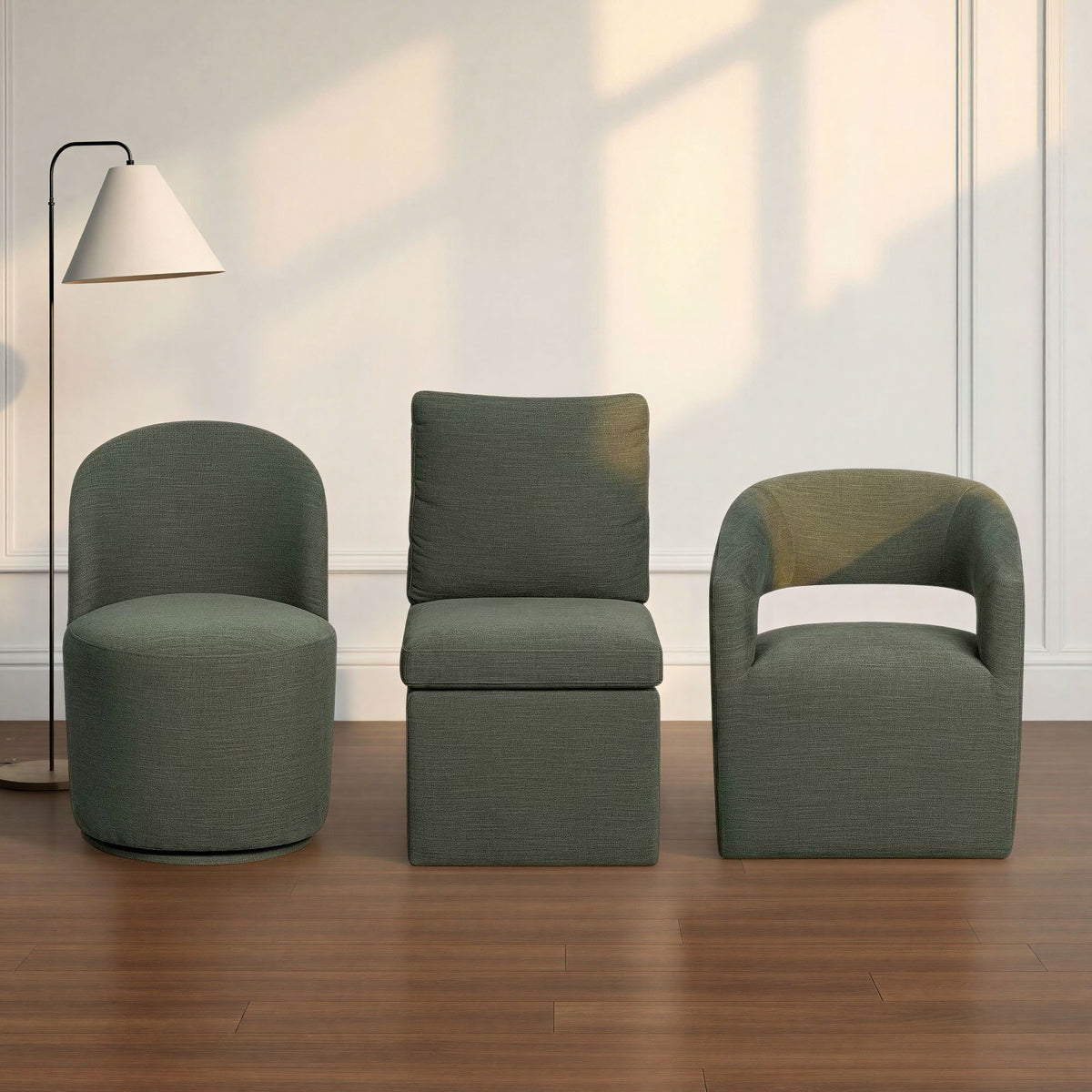 Upholstered Dining Chair Curved Back Modern