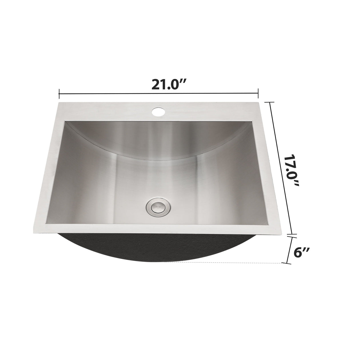 21 X 17" Drop In Bathroom Sink With Pop Up Drain, Stainless Steel Su304, Durable & Rust Resistant, Easy Installation - Brushed Nickel