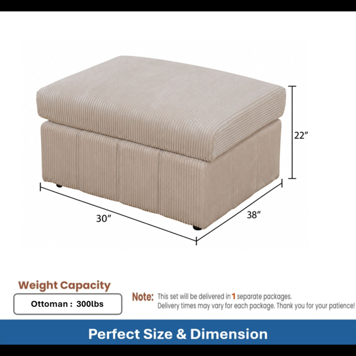 Oversized Ottoman Footrest, Living Room Accent