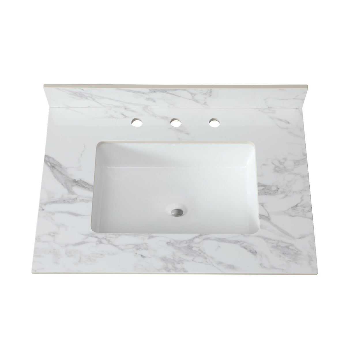 Elegant Sintered Stone Bathroom Vanity Top With Rectangular Undermount Ceramic Sink