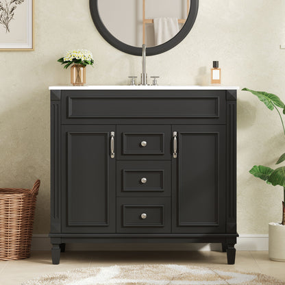 Bathroom Vanity With Top Sink, Cabinet With 2 Soft Closing Doors And Drawers