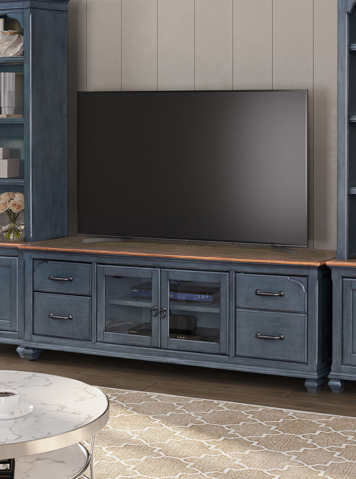 Americana - 84" TV Stand - Corduroy Blue