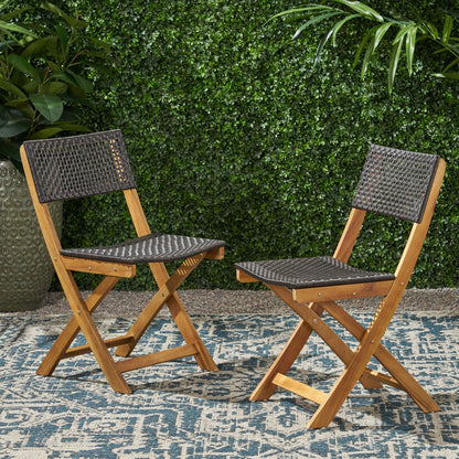 Bistro Foldable Chair With Wicker Backrest