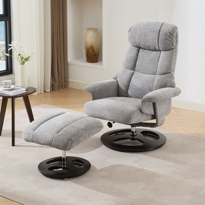 Ergonomic Recliner Chair With Ottoman, Modern 360° Swivel With Footstool
