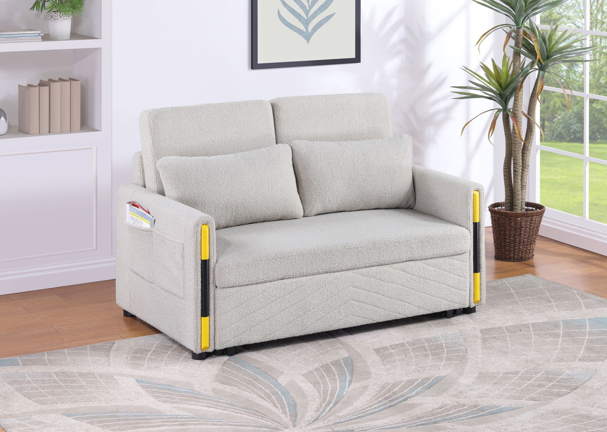 Percy - Teddy Sleeper Loveseat With Dual-Pull Sleeper Design