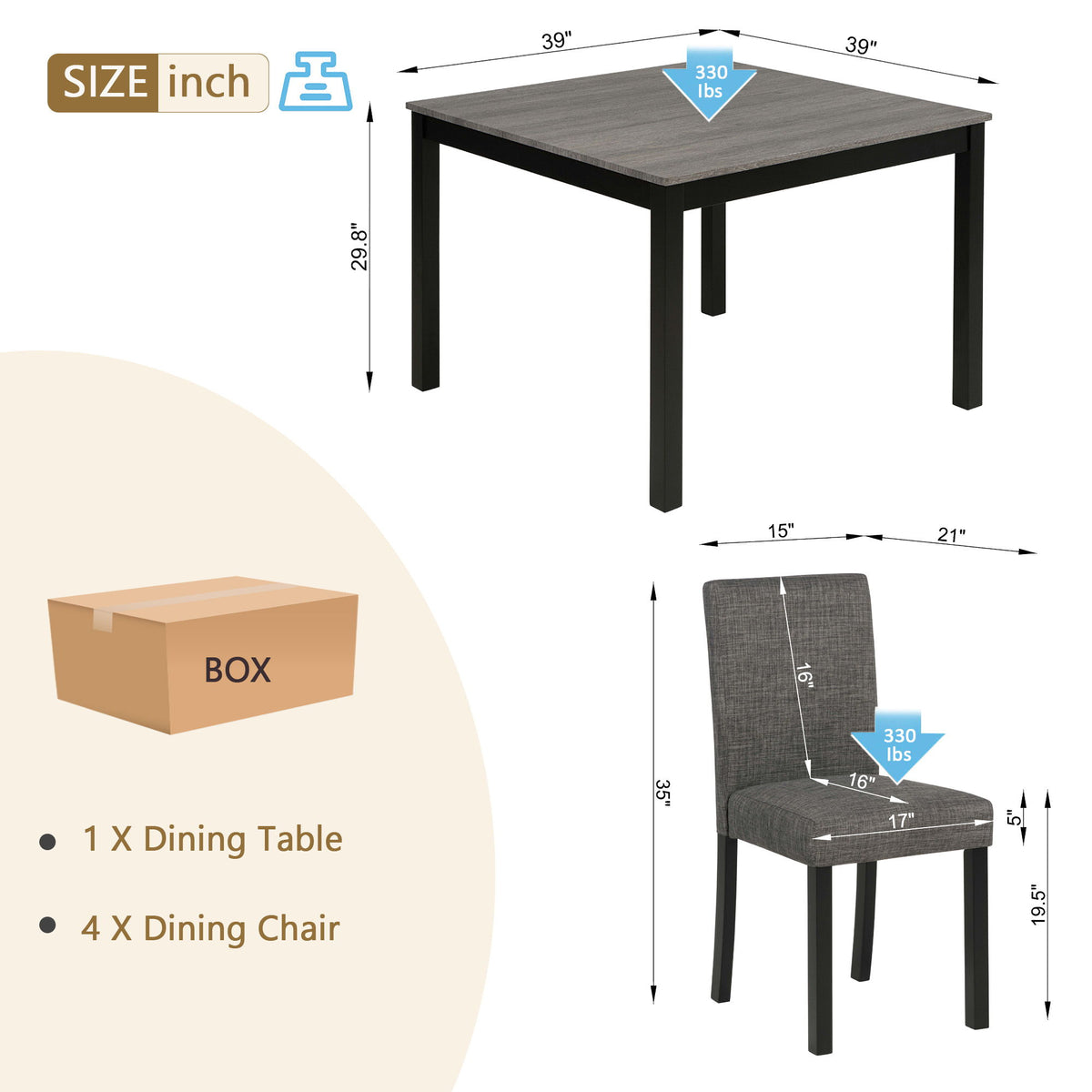 Modern Dining Table Set With Upholstered Chairs For Dining Room