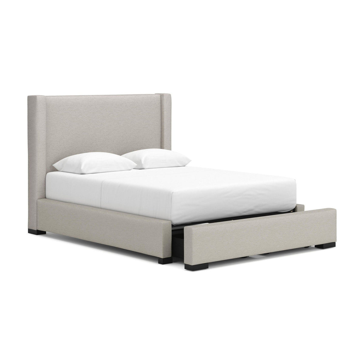 Brozmont - Queen Upholstered Storage Bed - Oatmeal