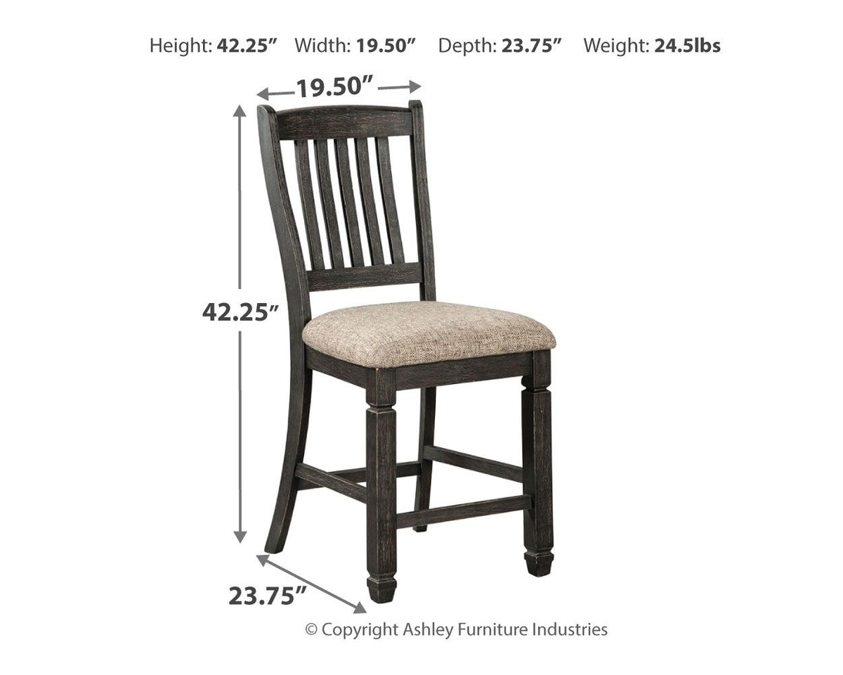Tyler Creek - Upholstered Barstool (Set of 2) - Black / Grayish Brown