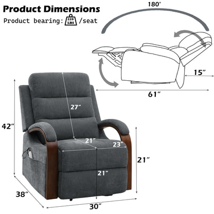 Kayla - Power Recliner With Lift & Heating & Massage (Zero Gravity) - Gray