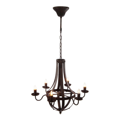 6 Light Metal Chandelier, Hanging Light Fixture With Adjustable Chain For Kitchen, Bulb Not Included - Black