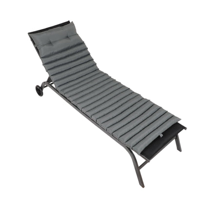 2 Piece Outdoor Chaise Lounge Chair Cushion Set, Polyester Replacement Seat Pads - Gray