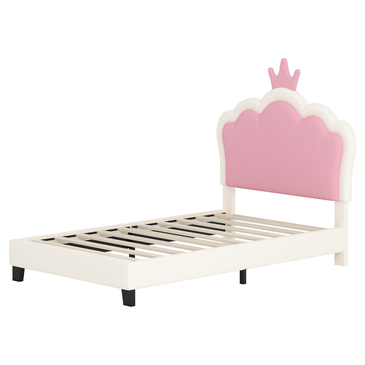 Upholstered Princess Platform Bed With Crown Headboard