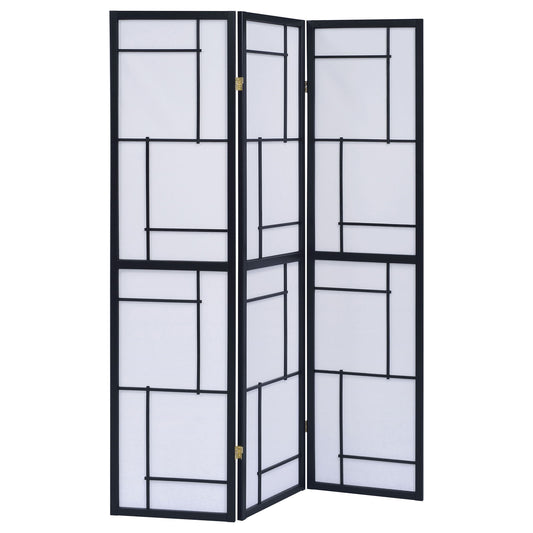 Reese - 3 Panel Room Divider Folding Shoji Screen With Accents - Beige / White