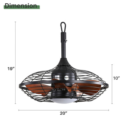 Outdoor Ceiling Fan With DC Motor And LED Light, Blades, Reversible For Patios - Black