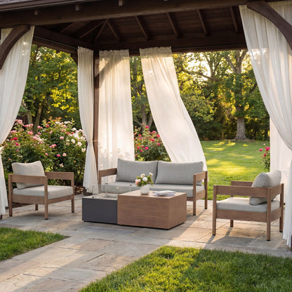 Outdoor Sofa With Weather Resistant Cushions (Coffee Table Not Included) (Set of 3) - Oak