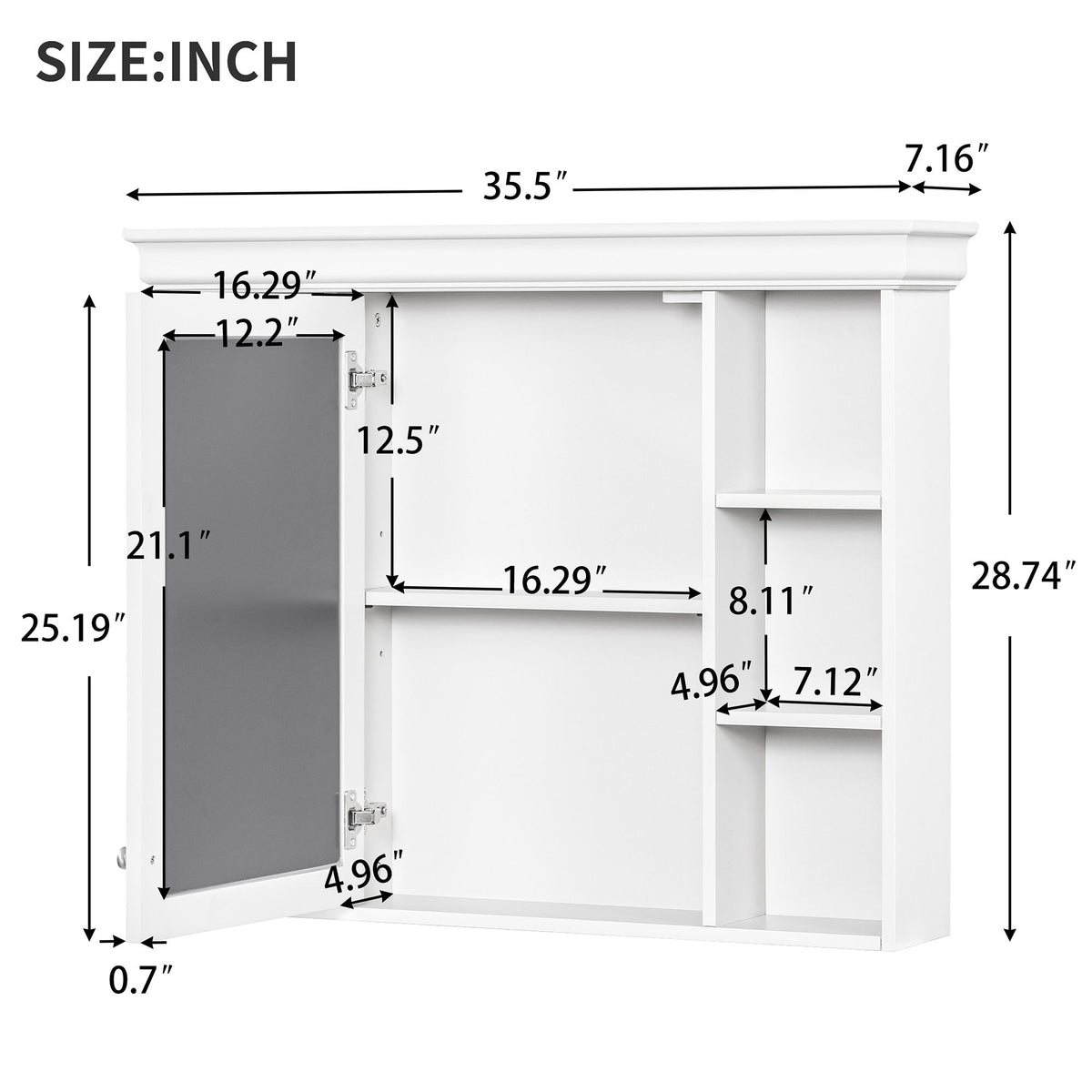Wall Mounted Bathroom Storage Cabinet With Mirror Door