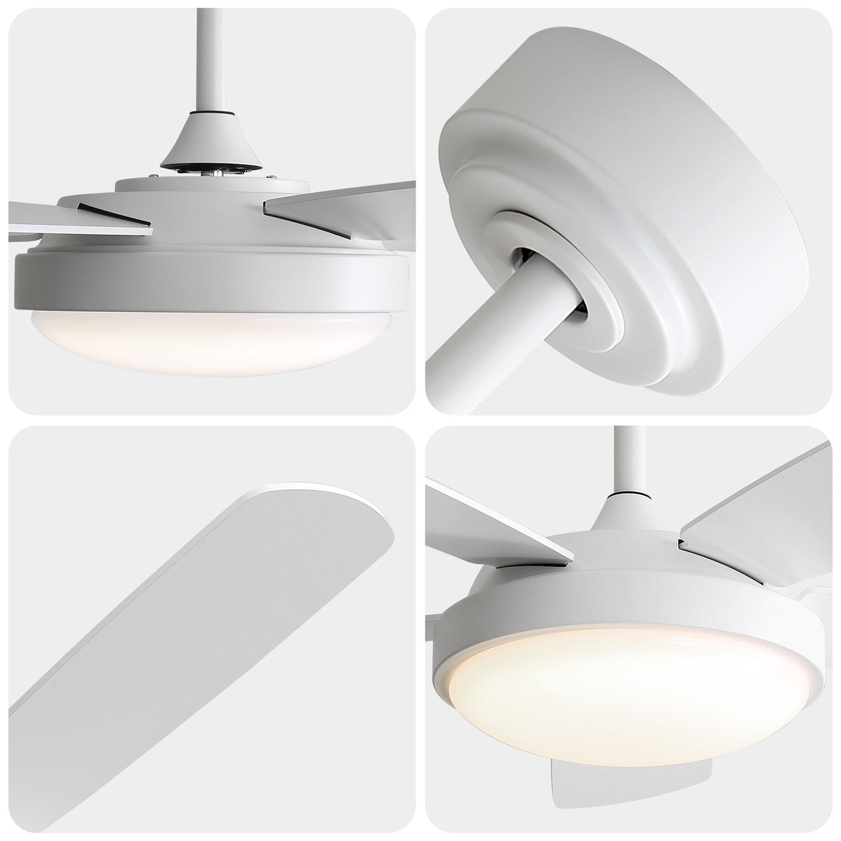 42" Ceiling Fan With 22W LED Light And Remote Control Blades Reversible DC Motor - White