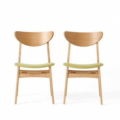 Contemporary Fabric Dining Chair With Wood And Sleek Design - Green