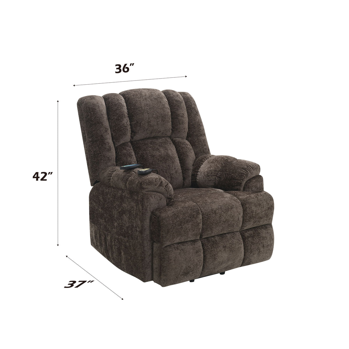 Power Motion Recliner With Lift Heating Massage Function - Brown