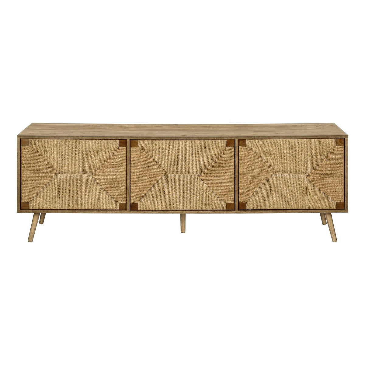 TV Stand, Storage Cabinet Console With Adjustable Shelf And Cable Management - Walnut