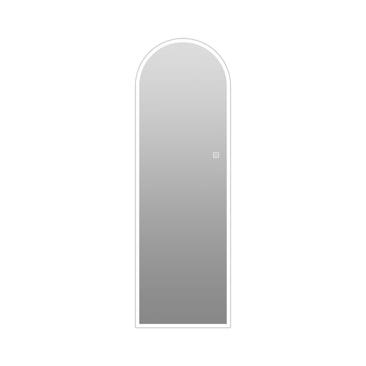 65" X 21" Arched LED Full Length Mirror, Wall Mounted Lighted Full Body Mirror With Frosted Edge Lighting, 3 Color Temperatures & Stepless Dimming - Silver