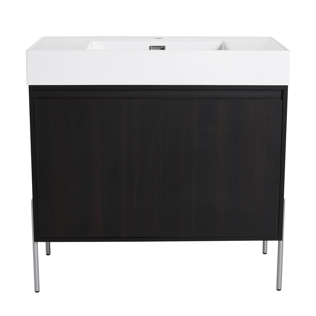 Freestanding Bathroom Vanity With Resin Sink And Storage Cabinet