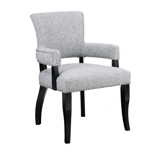 Elegant Arm Dining Chair With Brass Nail Head Detailing