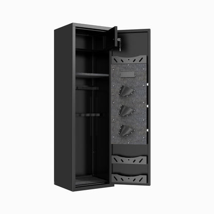 Large Capacity Mechanical Gun Safe For Rifles & Handguns, Digital Password Lock, Built In Independent Lock Box, Adjustable Shelves - Black