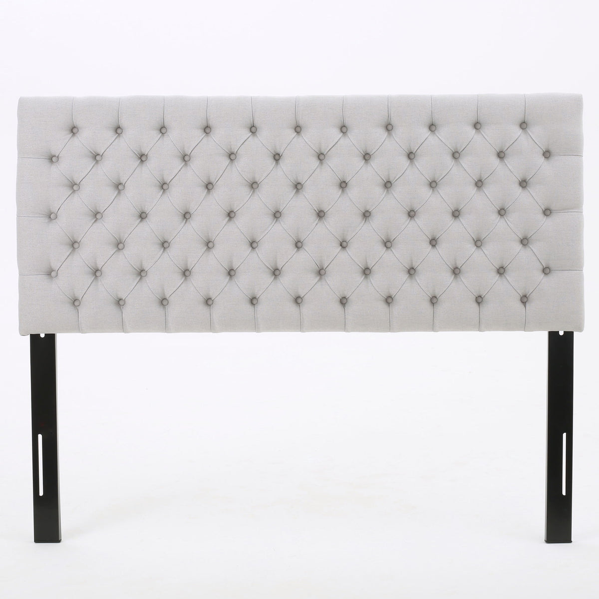Queen Size Headboard With Button Tufting - Light Gray