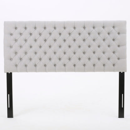 Queen Size Headboard With Button Tufting - Light Gray